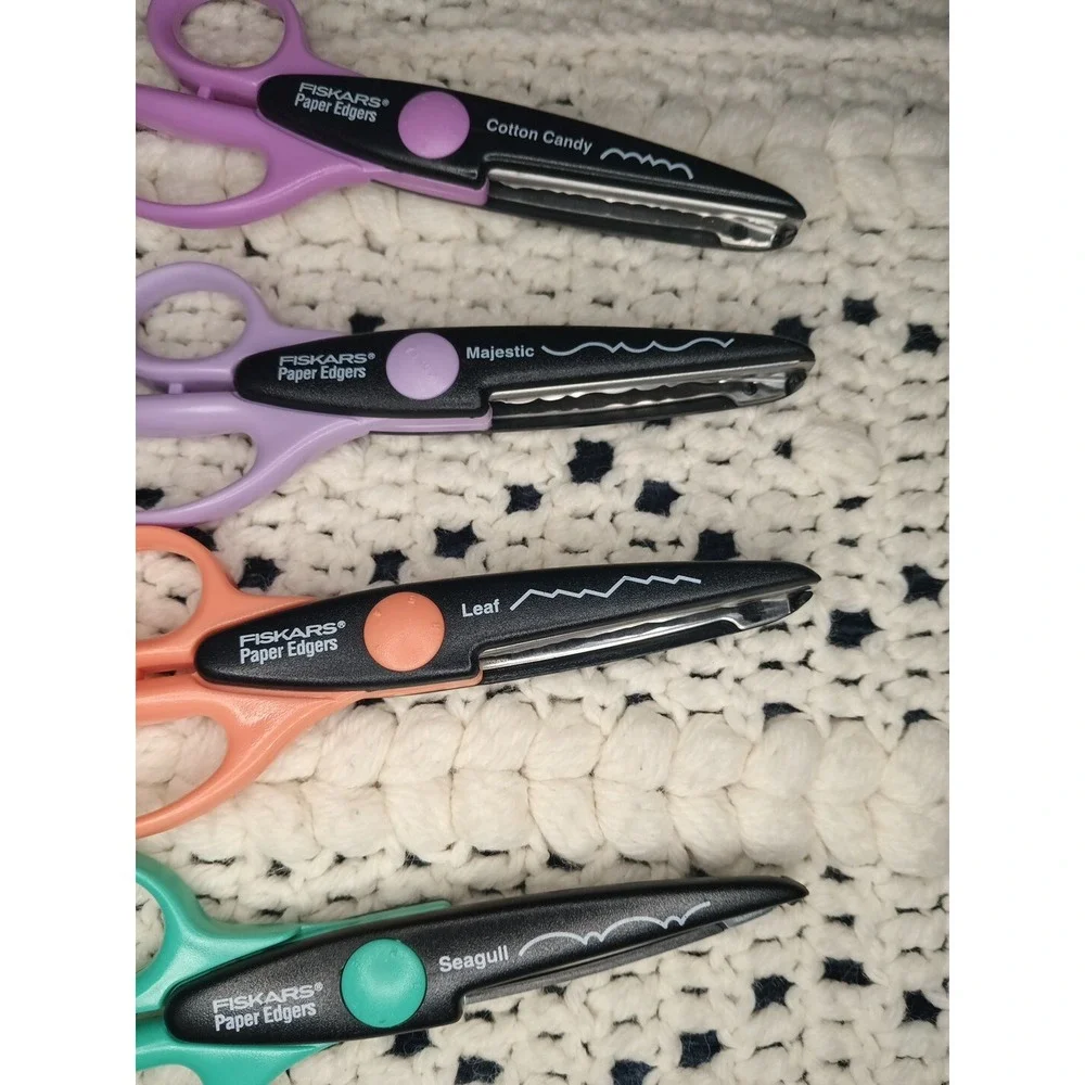 Lot 4 Fiskars Paper Edgers Scissors Scrapbook Cotton Candy Leaf Majestic Seagull